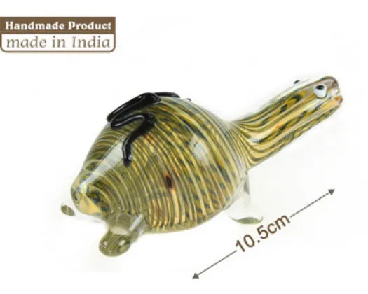 GLASS TURTLE TOBACCO PIPE GREEN