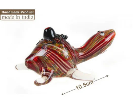 GLASS TURTLE TOBACCO PIPE RED