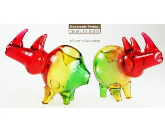 RASTA BULL GLASS TOBACCO PIPE