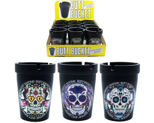 SMALL CANDY SKULL BUCKET ASHTRAY