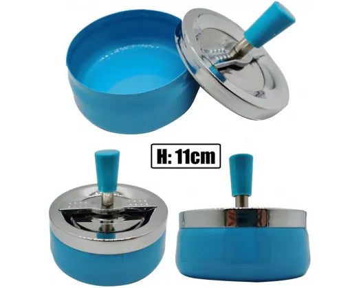 MEDIUM BLUE METAL SPINNING ASHTRAY