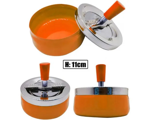 MEDIUM ORANGE METAL SPINNING ASHTRAY