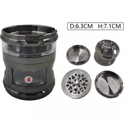 CHARCOAL 4 PIECE 63MM METAL GRINDER WITH REMOVABLE TRAY