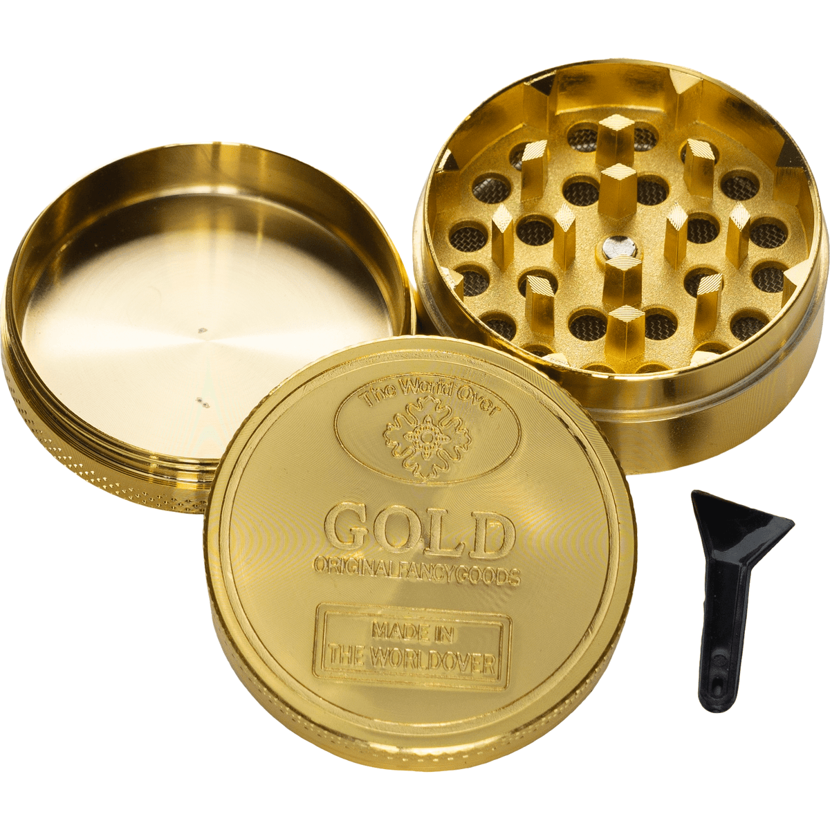 GOLD BAR 3 PIECE 50MM METAL GRINDER | High Delights | Bongs, Grinders, Paper, Wraps &amp; Accessories