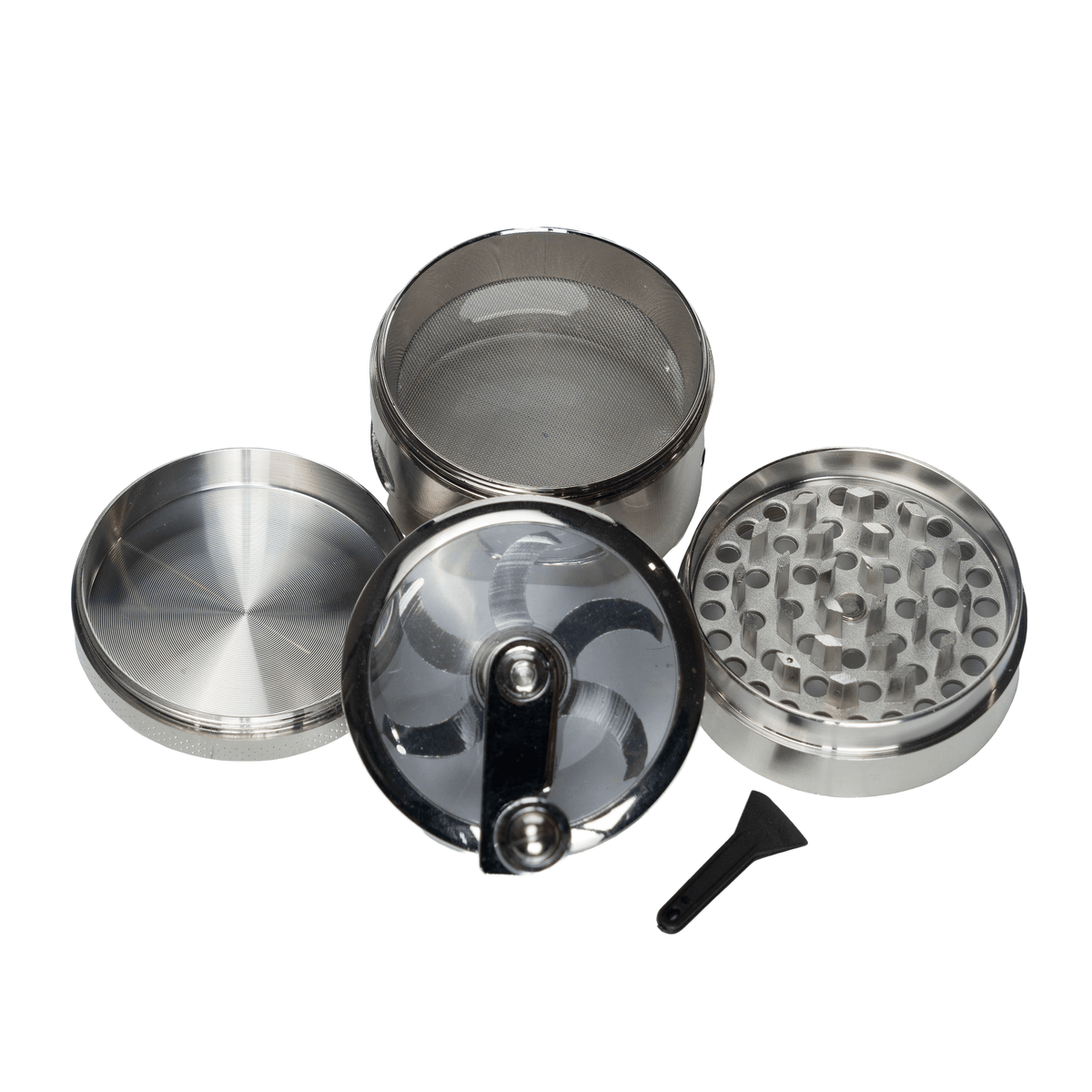 4 PIECE 50MM METAL GRINDER WITH HANDLE | High Delights | Bongs, Grinders, Paper, Wraps &amp; Accessories